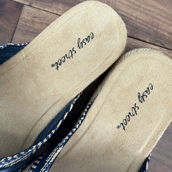 Easy Street Starling Espadrille Flip Flops Navy Blue Womens 6.5 - Picture 5 of 8